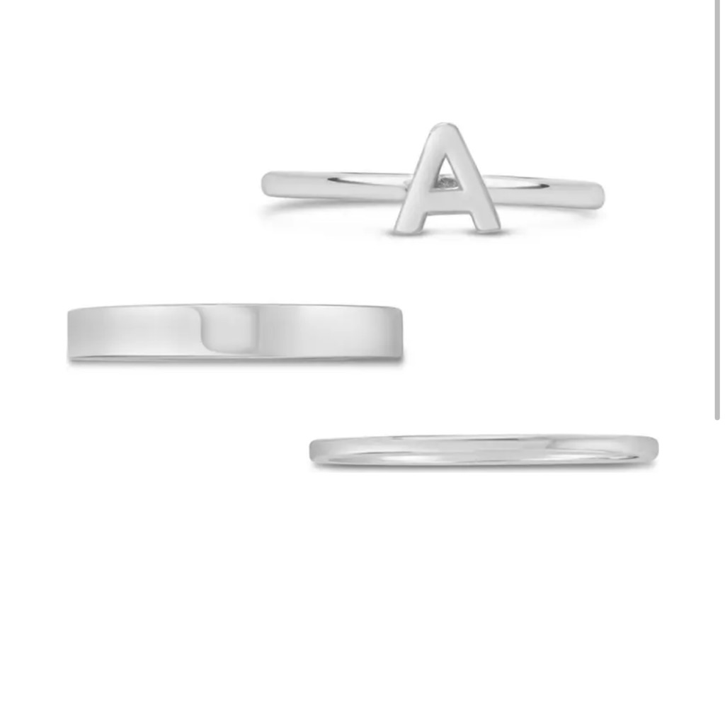 Sterling Silver Initial Ring- Set 3-A 50$